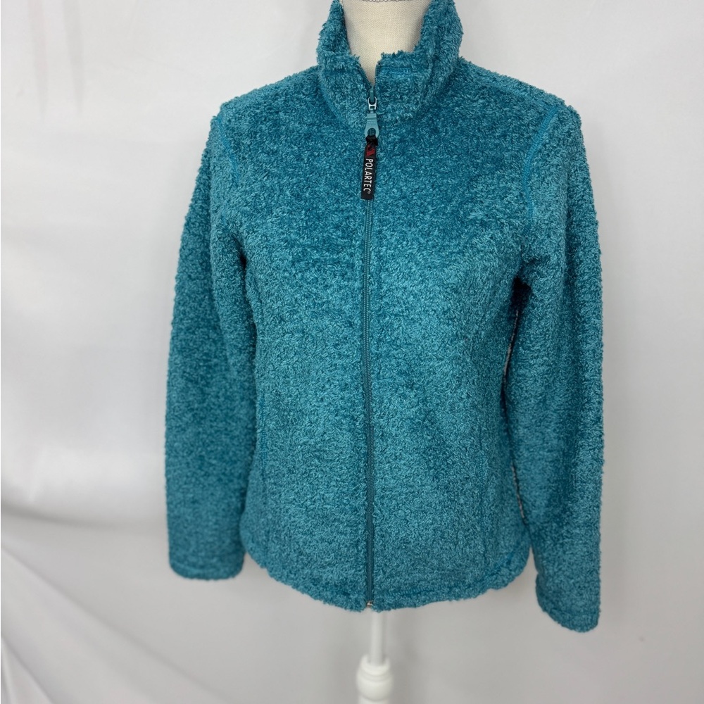 Cabela's Green Teddy Jacket with Fuzzy Texture and High Collar